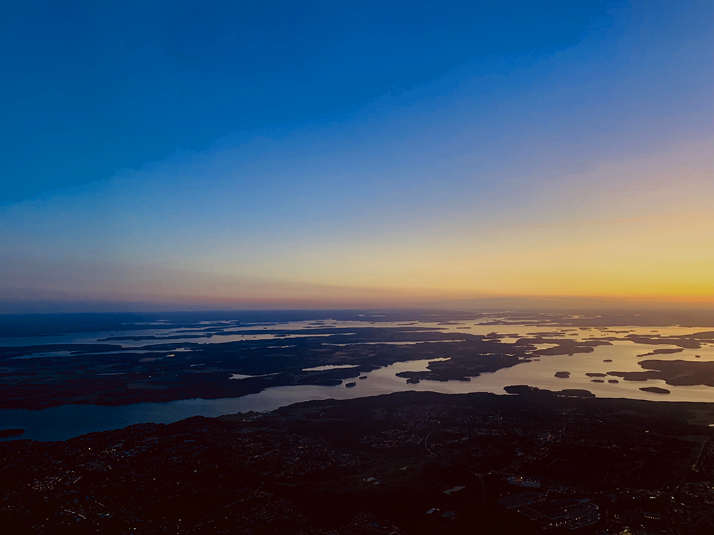 The sky view of the lakes and forests in the Boundary Waters.